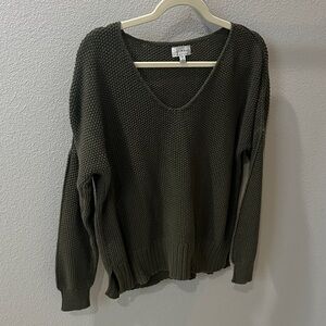 Lucky Brand Knit Green V-Neck Sweater